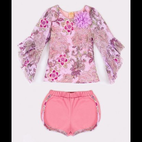 Mia Belle Baby Other - Girls Lilac and Pink Tunic and Shorts